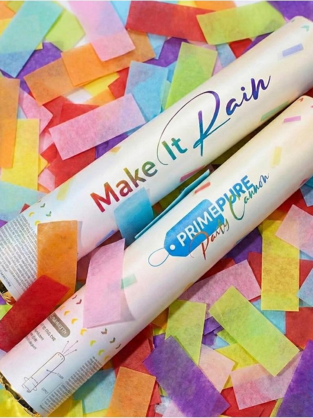 Confetti Cannon Poppers, Biodegradable Multicolor Paper, 2 Pack